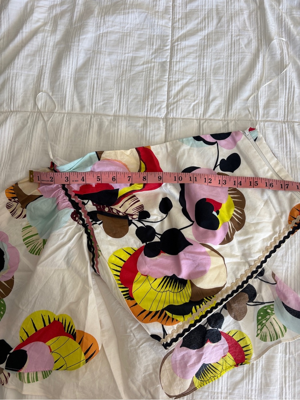 Zara One Shoulder Crop Top Size S Abstract Floral Resort Vacation Summer - Picture 9 of 10